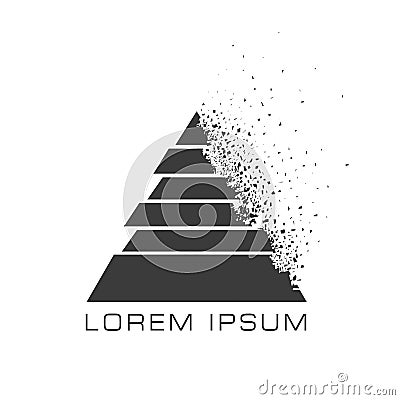 Triangle vector logo concept with debris on white background Vector Illustration