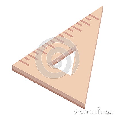 Triangle wooden ruler icon, cartoon style Cartoon Illustration