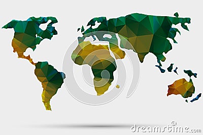 Triangle world map vector illustration. Stylize world map, technology colored concept Vector Illustration