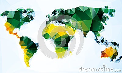 Triangle world map vector illustration. Stylize world map, technology concept Vector Illustration