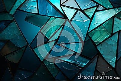 Triangles interplay, marrying deep blue, green, white, and striking cyan, vibrant aesthetic Stock Photo