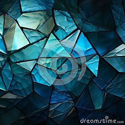 Triangles interplay, marrying deep blue, green, white, and striking cyan, vibrant aesthetic Stock Photo