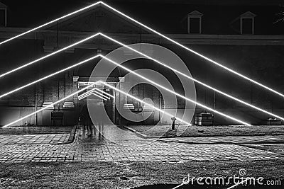 Triangles of light in front of the entrance of the Maritime Muse Editorial Stock Photo