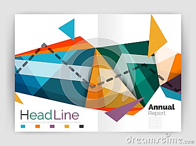 Triangles and lines, annual report flyer brochure template Vector Illustration
