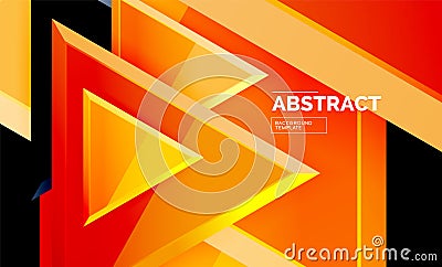 Triangles repetiton geometric abstract background, multicolored glossy triangular shapes, hi-tech poster cover design or Vector Illustration