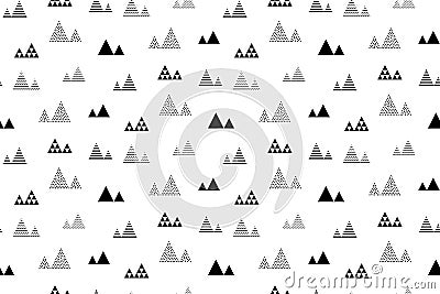 Triangles seamless pattern. Abstract geometric repeat with little and tiny triangular shaped trees or homes Vector Illustration