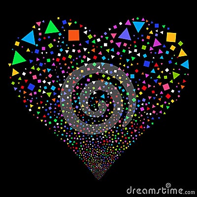 Triangles And Squares Fireworks Heart Vector Illustration