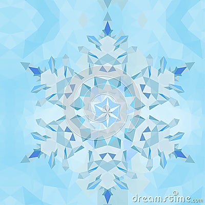 Triangular abstract geometric snowflake over triangular background. Pattern Vector Illustration