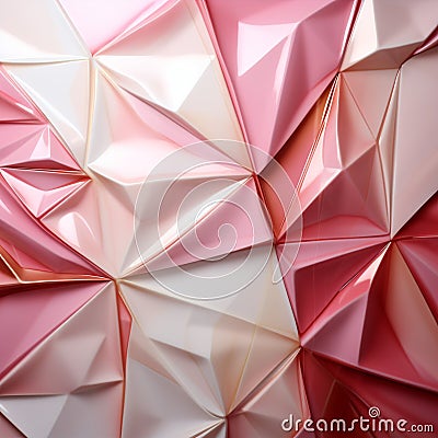 Triangular abstraction in pink, white, and gold, an artistic fusion of soft elegance Stock Photo