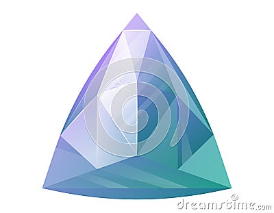 Triangular blue violet glowing realistic gemstone. Vector isolated cartoon precious treasure. Vector Illustration