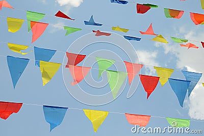 Triangular Colorful Flags Stock Photo