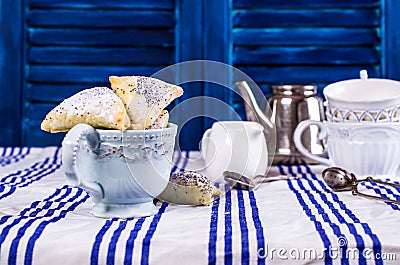 Triangular cookies with poppy seeds Stock Photo