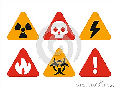 Triangular hazard warning signs Vector Illustration