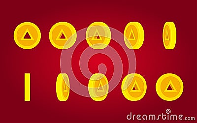 Triangular hole coin rotating animation sprite sh Vector Illustration