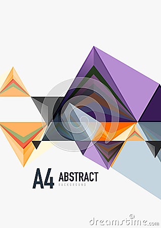 Triangular low poly vector a4 size geometric abstract template Vector Illustration