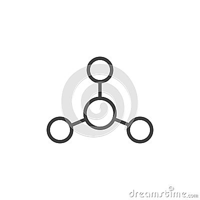 Triangular molecular structure line icon Vector Illustration