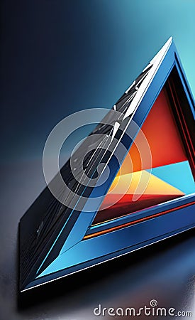 triangular object with a futuristic design embedded Stock Photo