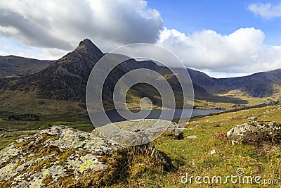 The triangular peak of Tryfan Stock Photo