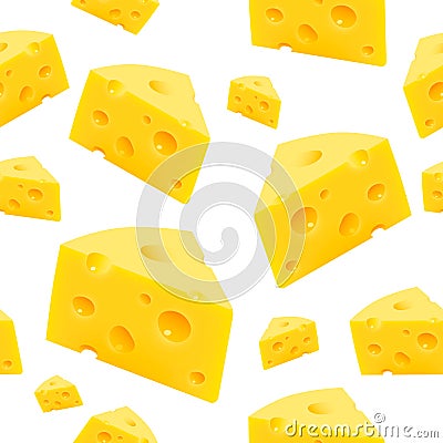 Triangular piece of cheese texture Seamless. Vector Vector Illustration