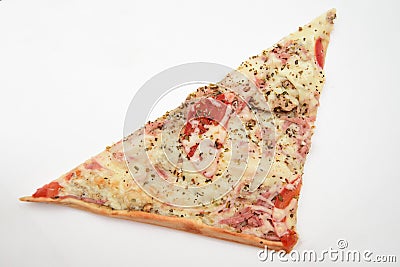 A triangular piece of square pizza Stock Photo