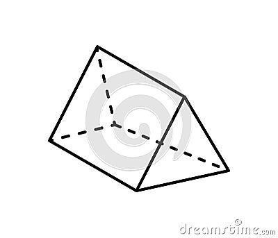 Triangular Prism Geometric Figure in Black Color Vector Illustration