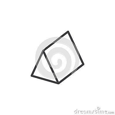 Triangular prism geometrical figure outline icon Vector Illustration