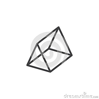 Triangular prism geometrical figure outline icon Vector Illustration