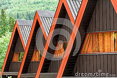 Triangular roof guest houses Stock Photo