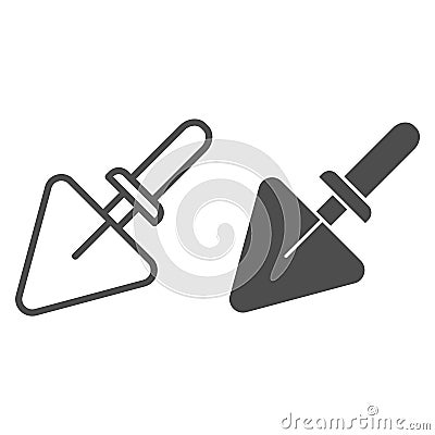 Triangular shovel line and glyph icon. Cement shovel vector illustration isolated on white. Tool outline style design Vector Illustration