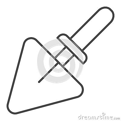 Triangular shovel thin line icon. Cement shovel vector illustration isolated on white. Tool outline style design Vector Illustration