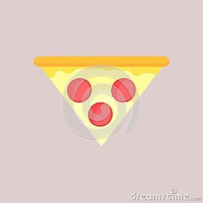 Triangular slice of cheese pizza with salami sausage. Stock Photo