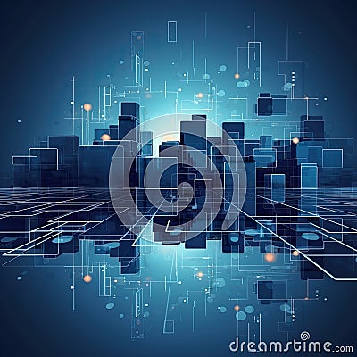 Triangular tech background with connections, Internet Connection technology background Stock Photo