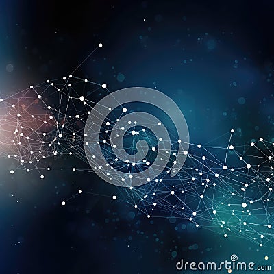 Triangular tech background with connections, Internet Connection technology background Stock Photo