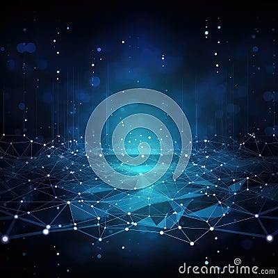 Triangular tech background with connections, Internet Connection technology background Stock Photo