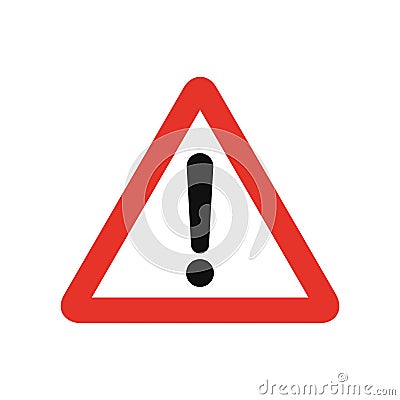 Triangular traffic signal in white and red, isolated on white background. Other warnings Vector Illustration