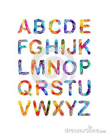 Triangular vector alphabet. Multicolored letters Vector Illustration