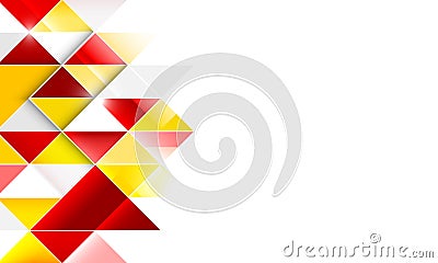 Triangular vector red white yellow geometric symmetrical background. Vector Illustration