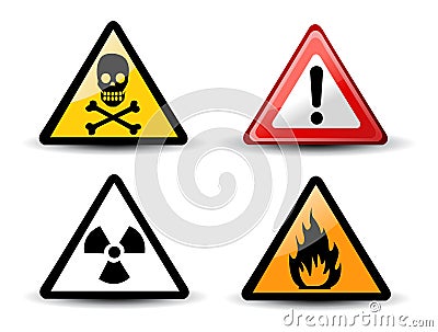 Triangular Warning Hazard Signs Vector Illustration