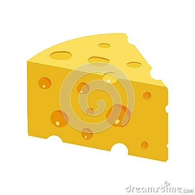 Triangular Yellow Cheese piece Vector Illustration