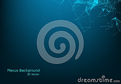 Triangulars on a abstract blue background with scintillating circles and gloss. Brilliant round sphere with polygons. Illustration Vector Illustration
