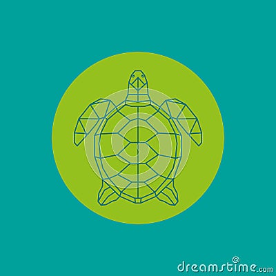 Triangulated green turtle. Vector Illustration