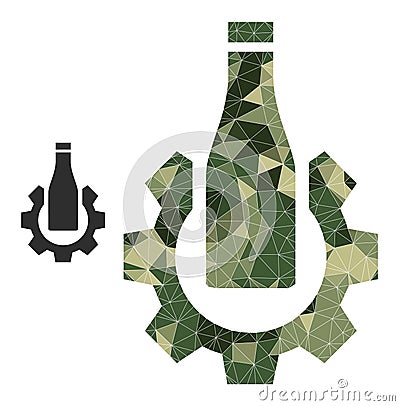 Triangulated Mosaic Beer Industry Icon in Camouflage Army Color Hues Vector Illustration