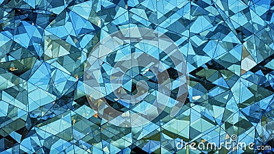 Triangulated polygonal blue glass surface abstract 3D rendering Stock Photo
