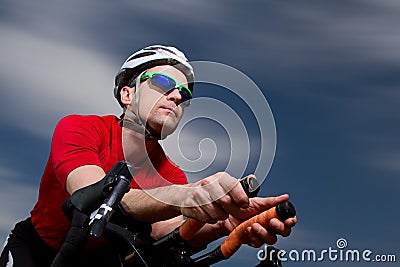 Triathlete on the bicycle Stock Photo