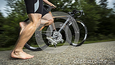 Triathlete in cycling Stock Photo