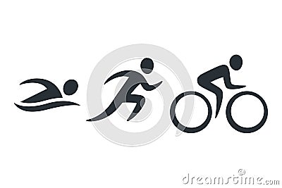 Triathlon activity icons Vector Illustration