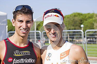 Triathlon Barcelona - Lucas and Mario Mola Editorial Stock Photo