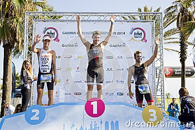 Triathlon Barcelona - Men Podium Editorial Stock Photo