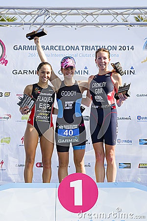 Triathlon Barcelona - Women Podium Editorial Stock Photo