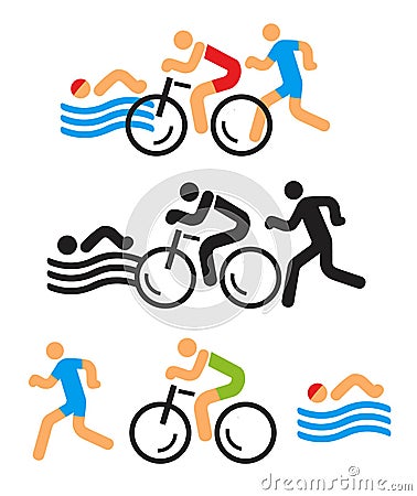 Triathlon icons. Vector Illustration